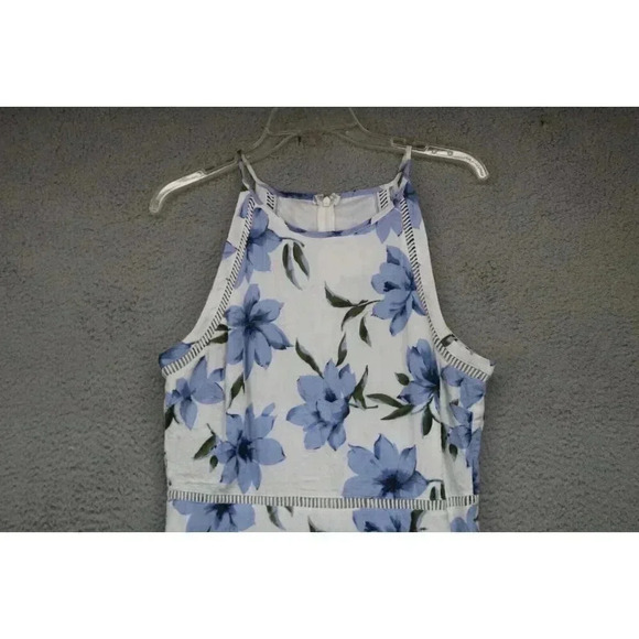 Lulus Zahara Blue and White Floral Midi Dress-Size XL-Lined-Handkerchief Hem - Picture 2 of 8